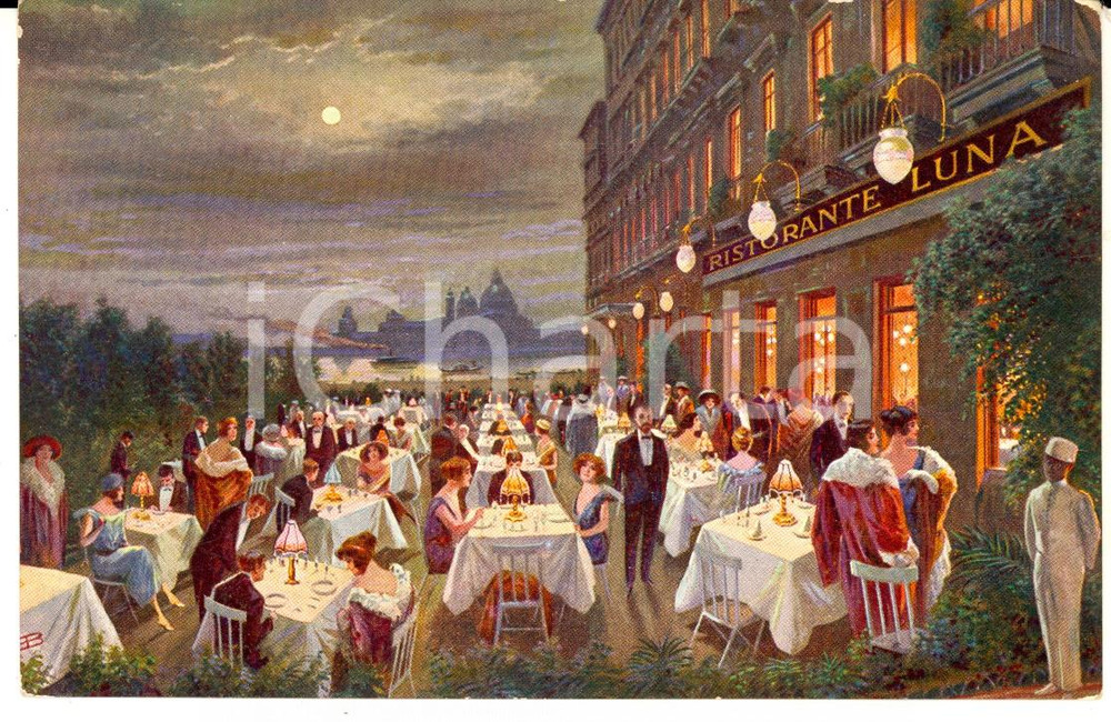 Cartolina originale da collezione 1920 ca VENEZIA SAN MARCO Ristorante LUNA di A. BRESCIANI Cartolina ILLUSTRATA 1