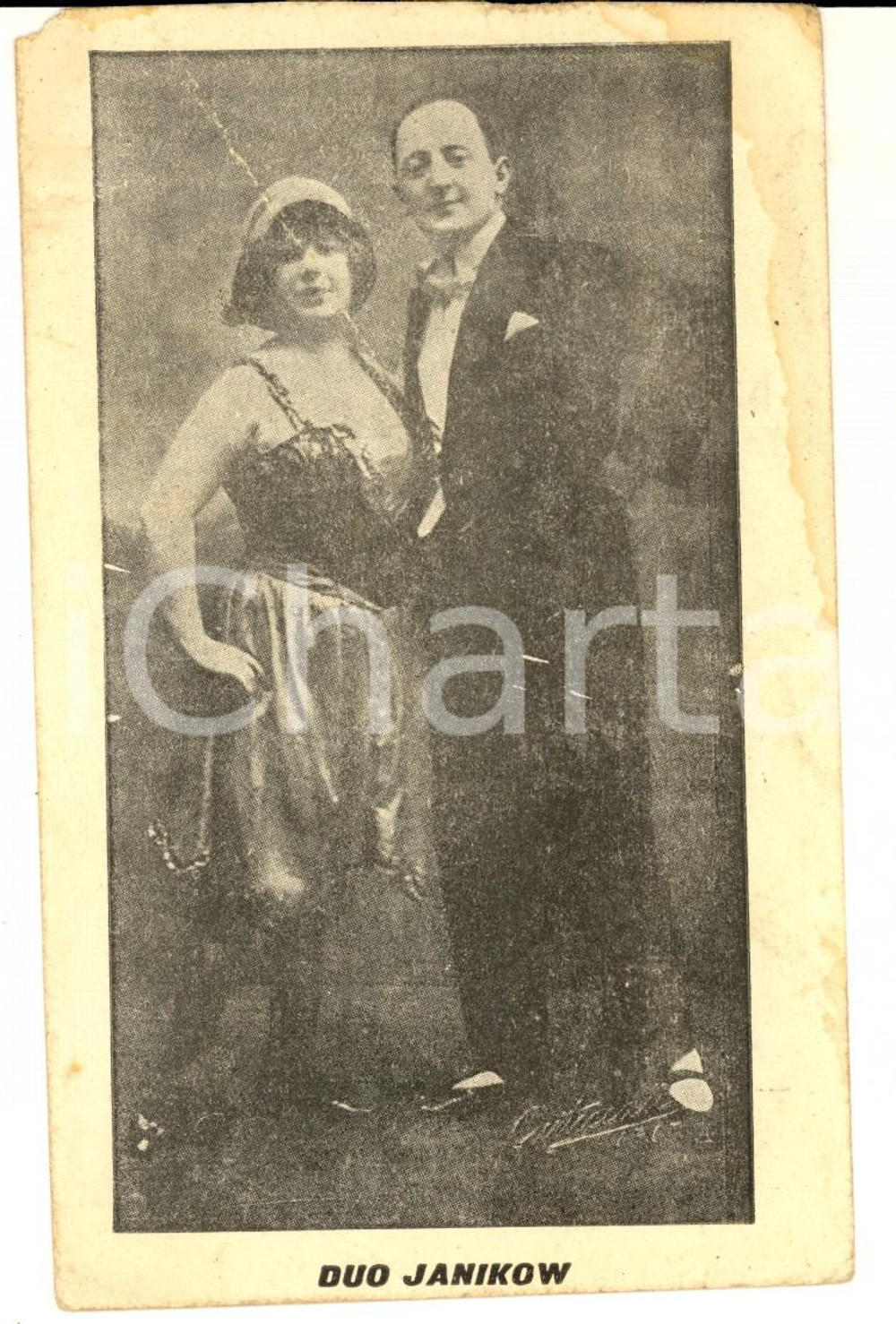 Cartolina originale da collezione 1910 ca THEATRE HUNGARY Portrait of the DUO JANIKOW VINTAGE postcard 1