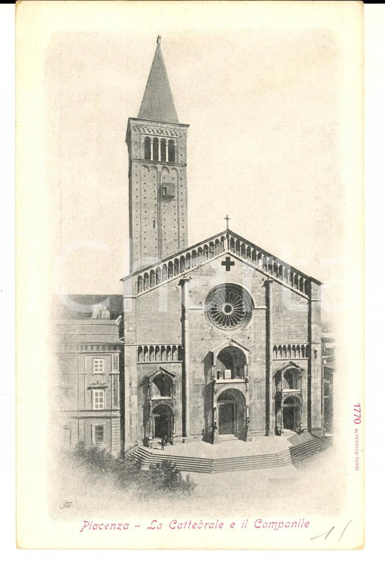 Cartolina originale da collezione 1900 ca PIACENZA Cattedrale e campanile Cartolina postale FP NV 1