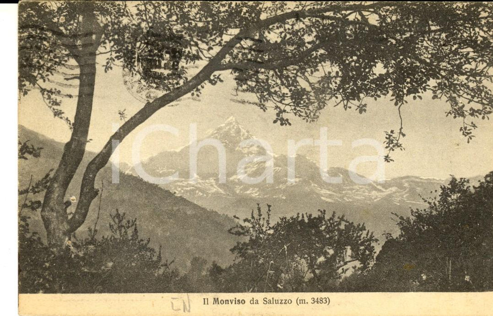 Cartolina originale da collezione 1928 SALUZZO CN Veduta del Monviso Cartolina postale FP VG 1