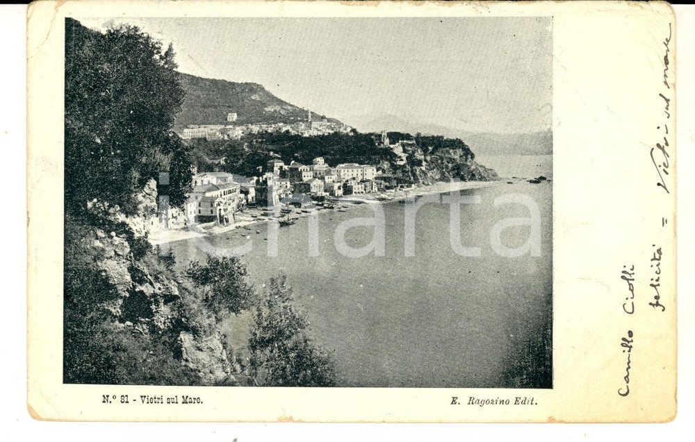 Cartolina originale da collezione 1900 VIETRI SUL MARE SA Veduta panoramica dall alto Cartolina FP VG 1