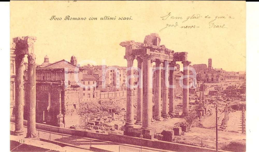 Cartolina originale da collezione 1901 ROMA Panorama del FORO ROMANO con ultimi scavi Cartolina FP VG 1