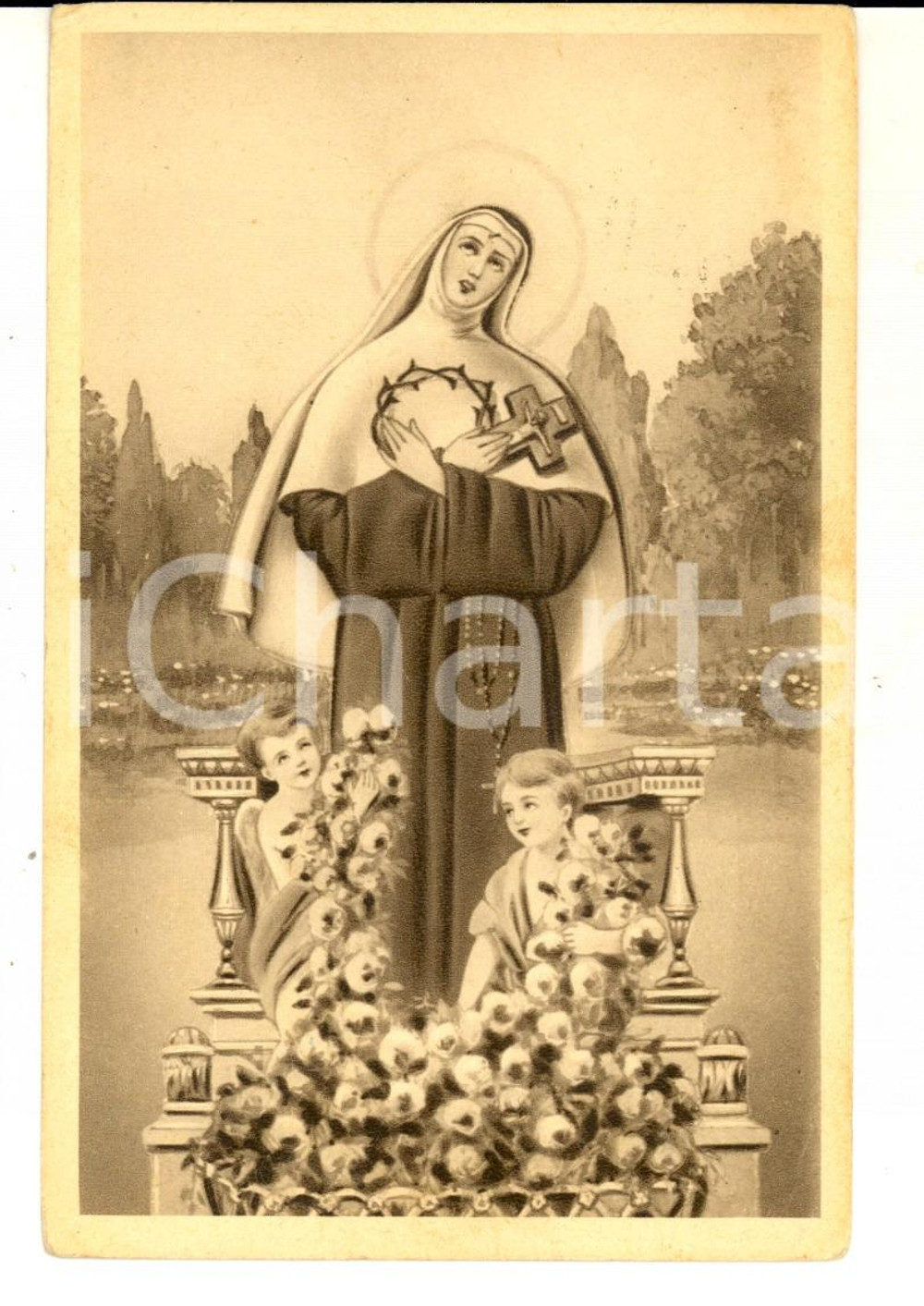 Cartolina originale da collezione 1941 TORINO Santuario di SANTA RITA DA CASCIA Santa degli Impossibili FP VG 1