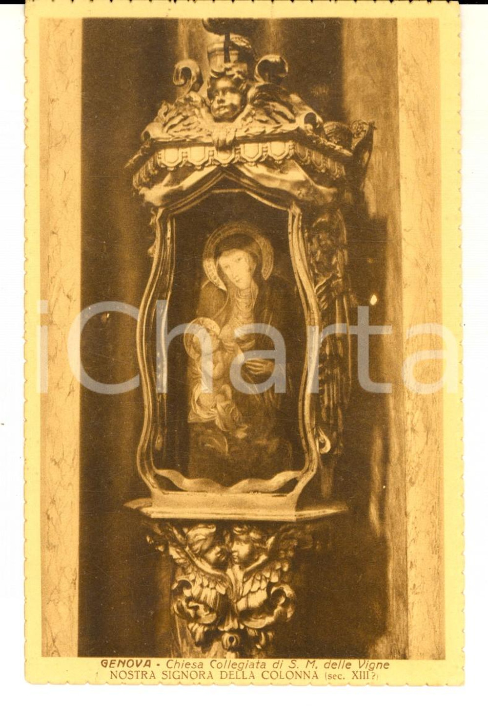Cartolina originale da collezione 1930 ca GENOVA Chiesa S. M. delle Vigne  Nostra Signora della Colonna Cartolina 1