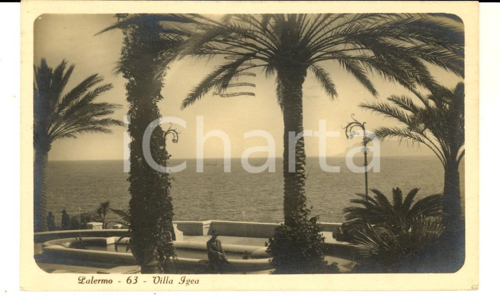 Cartolina originale da collezione 1930 PALERMO Veduta di VILLA IGEA Cartolina postale FP VG 1