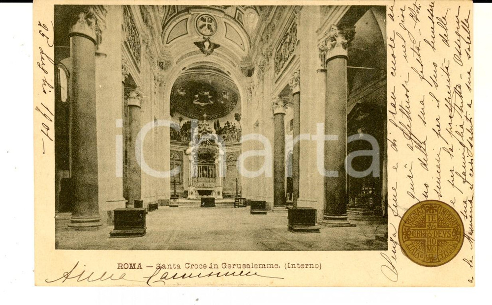 Cartolina originale da collezione 1901 ROMA Interno di Santa Croce in GERUSALEMME Cartolina FP VG 1