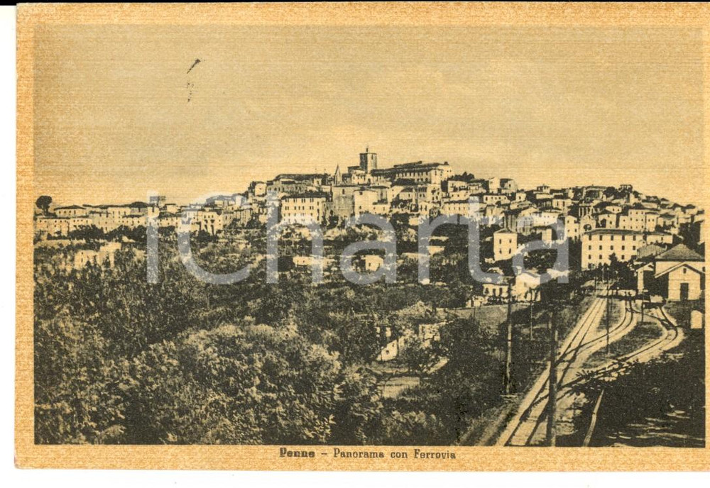 Cartolina originale da collezione 1952 PENNE PE Panorama con Ferrovia Cartolina postale FP VG 1
