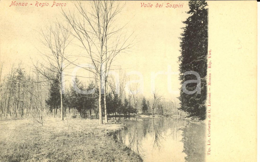 Cartolina originale da collezione 1900 ca MONZA Veduta del Regio Parco con la Valle dei Sospiri Cartolina FP NV 1