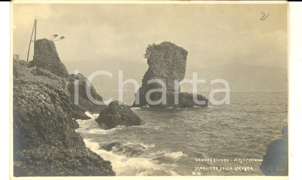 Cartolina originale da collezione 1920 ca GENOVA Scogliera della CERVARA verso PORTOFINO Cartolina VINTAGE FP 1