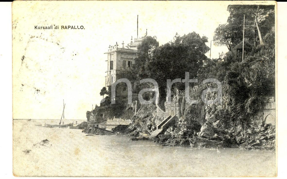 Cartolina originale da collezione 1910 ca RAPALLO GE Veduta del Kursaall Cartolina postale FP VG 1