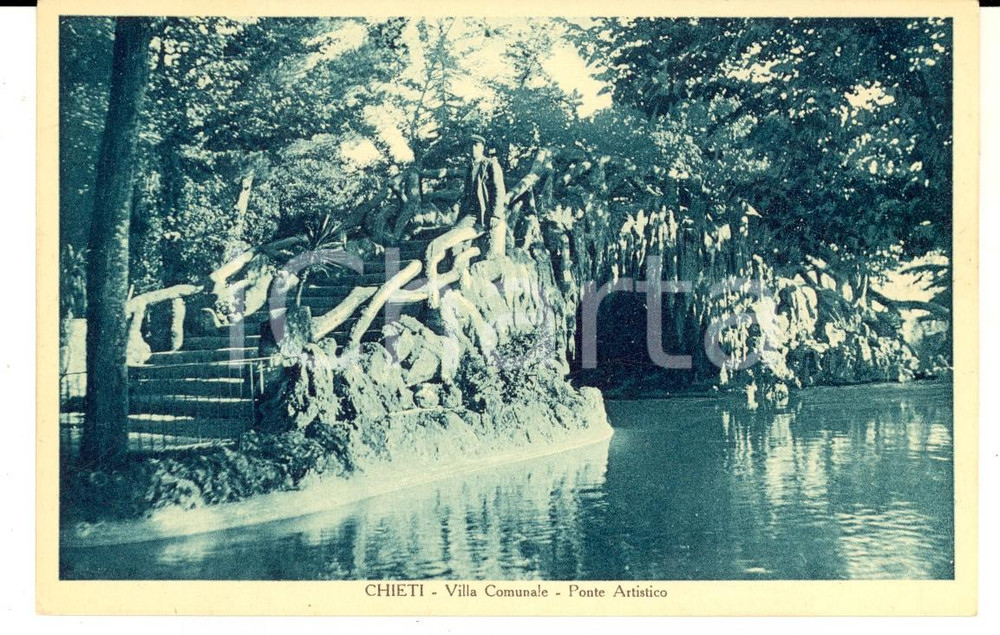 Cartolina originale da collezione 1930 ca CHIETI Villa Comunale  Ponte artistico Cartolina postale FP NV 1