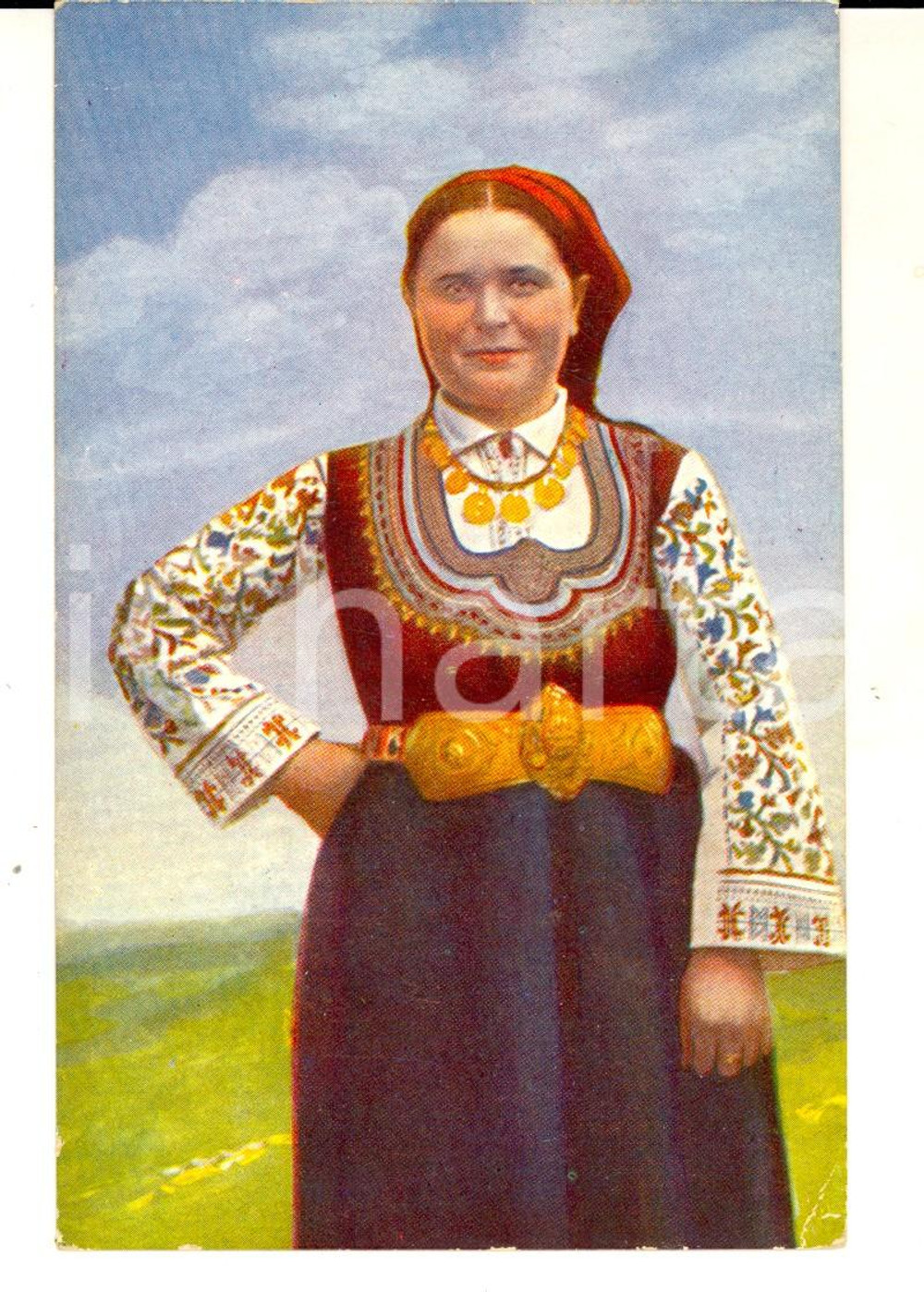 Cartolina originale da collezione 1930 ca COSTUMI BULGARIA Donna delle campagne Cartolina OPERA PRO ORIENTE 1