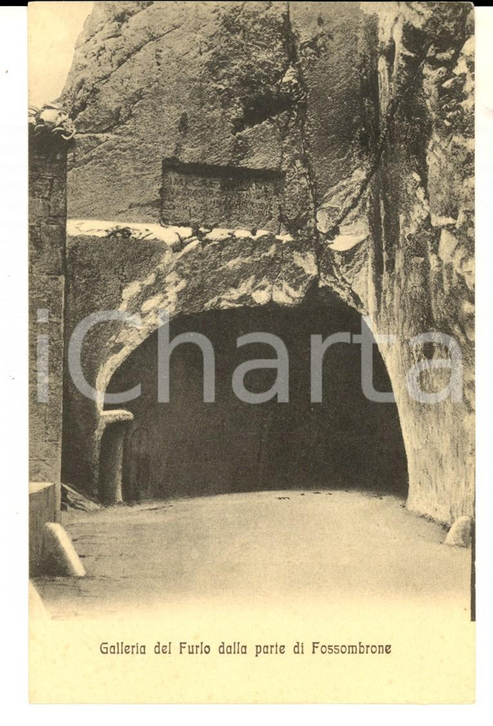 Cartolina originale da collezione 1920 ca Galleria DEL FURLO PU Veduta dal lato di FOSSOMBRONE Cartolina 1