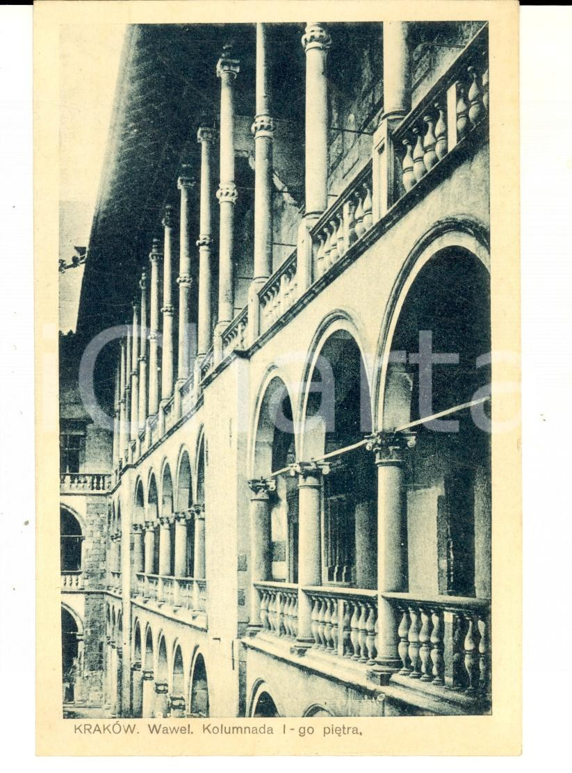 Cartolina originale da collezione 1930 ca KRAKOW POLAND Wawel. Kolumnada Igo pietra VINTAGE Postcard 1