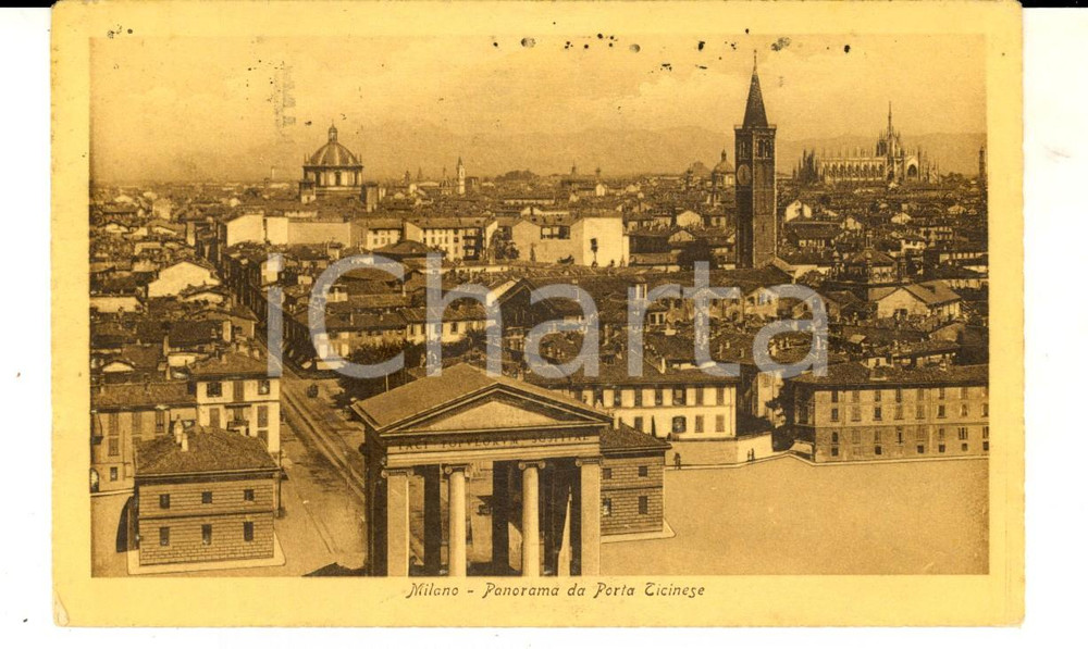Cartolina originale da collezione 1927 MILANO Panorama da Porta TICINESE Cartolina postale FP VG 1