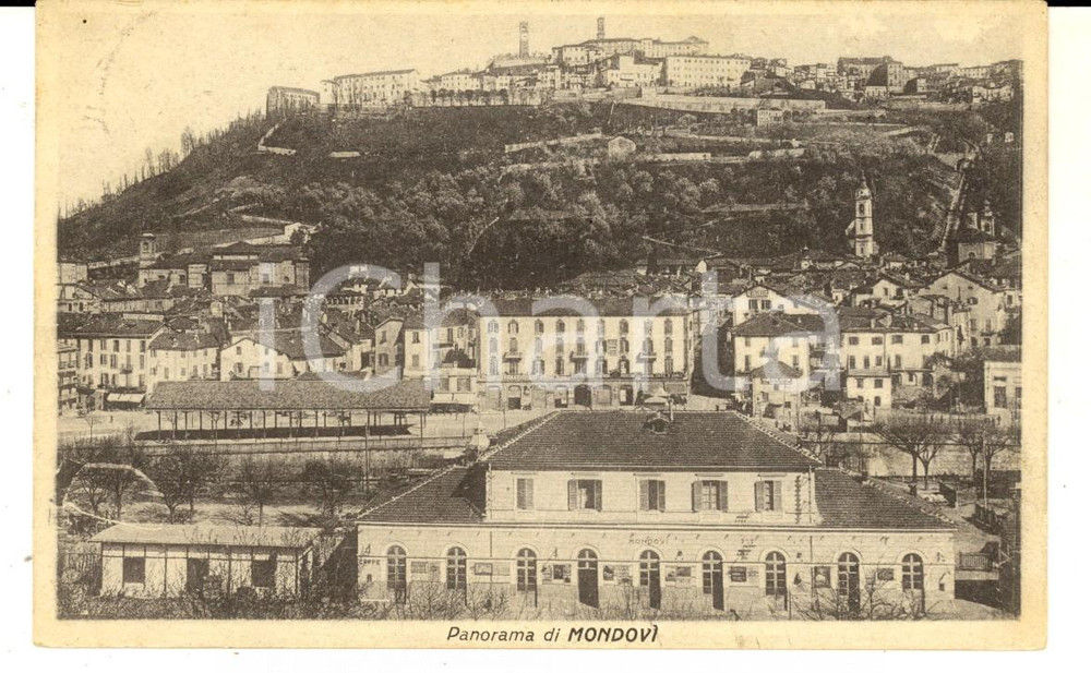 Cartolina originale da collezione 1927 MONDOVÃŒ CN Panorama generale del paese Cartolina FP VG 1