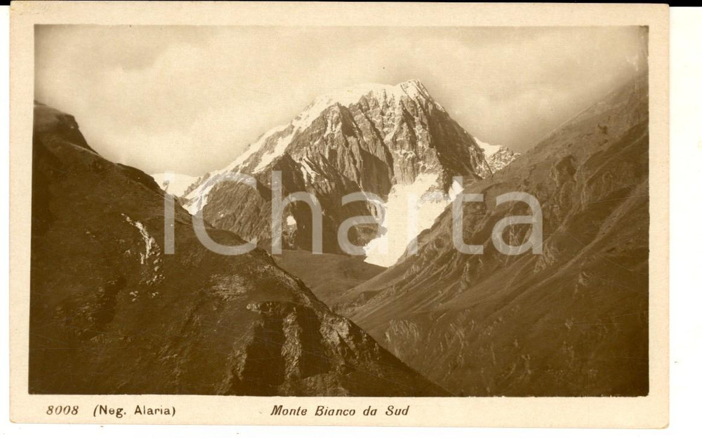 Cartolina originale da collezione 1920 ca AOSTA Veduta del Monte Bianco da Sud Cartolina postale FP NV 1