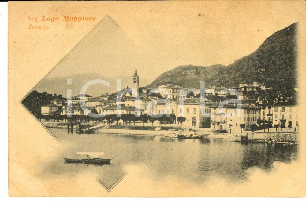Cartolina originale da collezione 1900 ca LAVENO MOMBELLO VA Panorama con il Lago Maggiore Cartolina FP VG 1