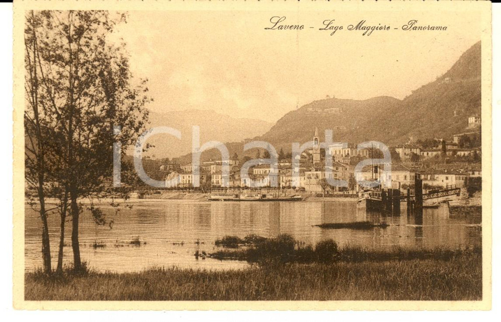 Cartolina originale da collezione 1920 ca LAVENO MOMBELLO VA Panorama con Lago Maggiore Cartolina FP NV 1