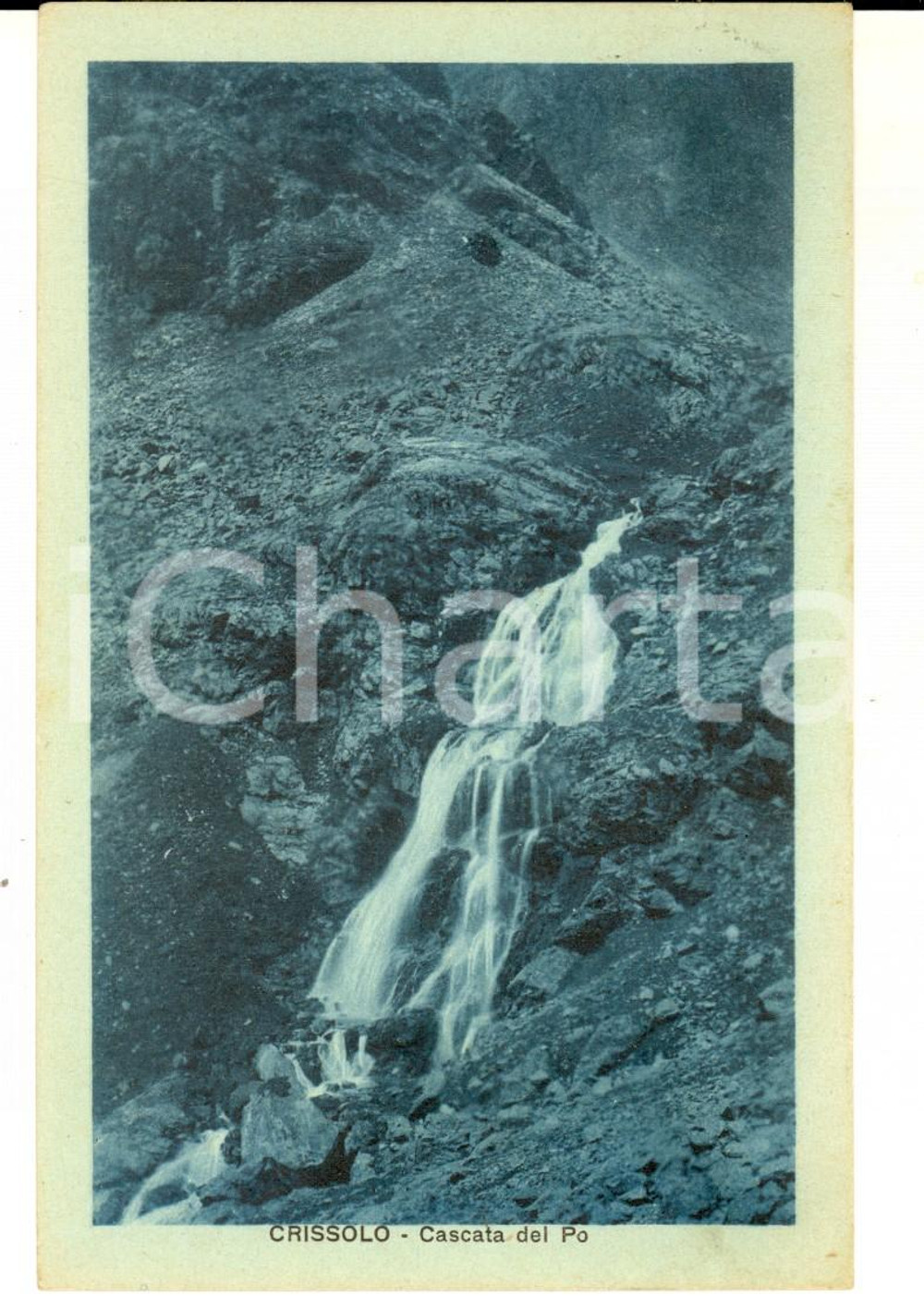 Cartolina originale da collezione 1923 CRISSOLO CN Veduta con la Cascata del Po Cartolina FP VG 1