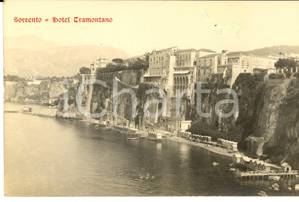 1920 ca SORRENTO (NA) Veduta con l'Hotel TRAMONTANO *Cartolina FP NV