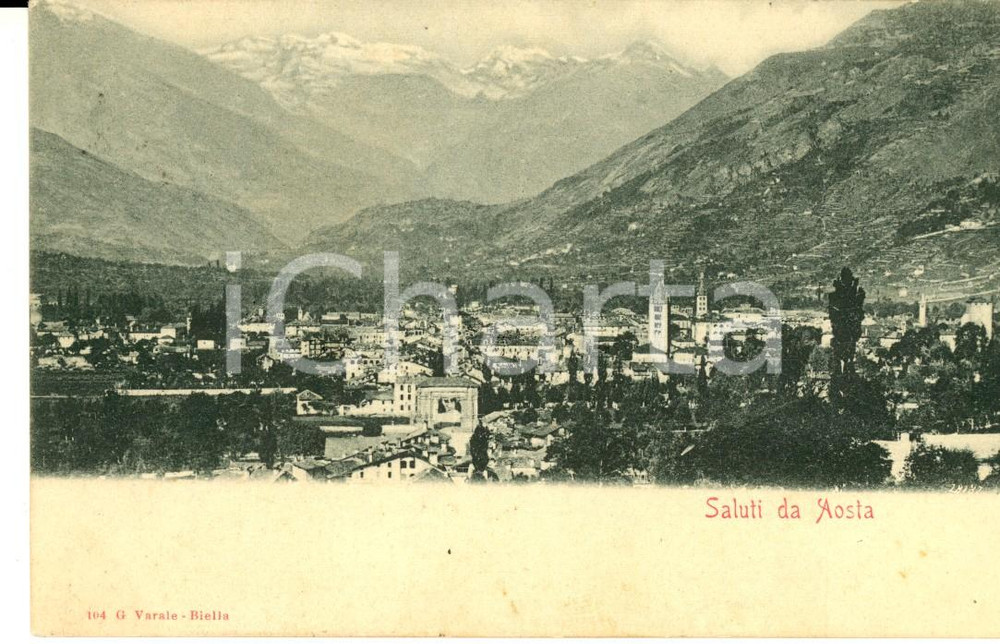 Cartolina originale da collezione 1901 AOSTA Veduta panoramica generale Cartolina postale FP VG 1