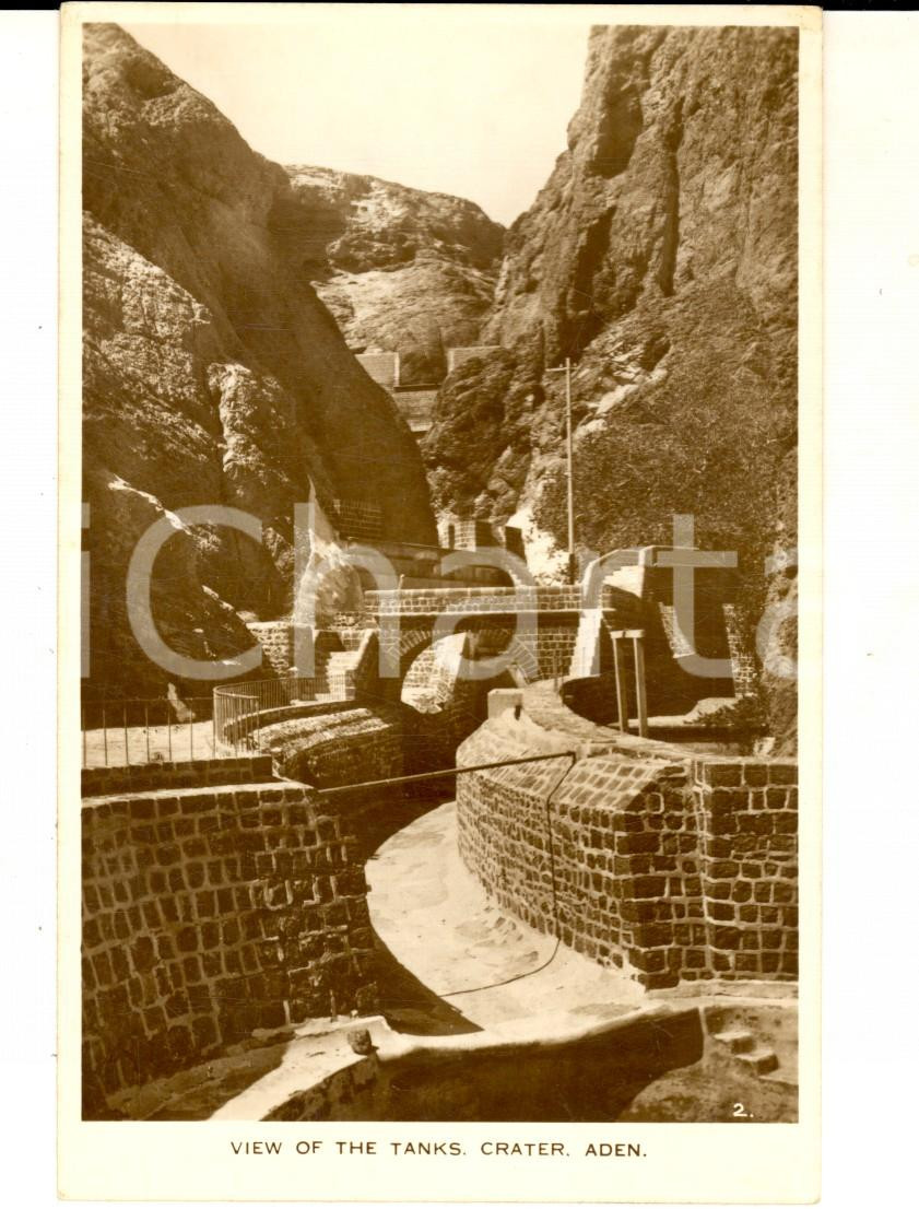 Cartolina originale da collezione 1940 ca ADEN YEMEN View of the tanks  Crater Postcard VINTAGE FP NV 1