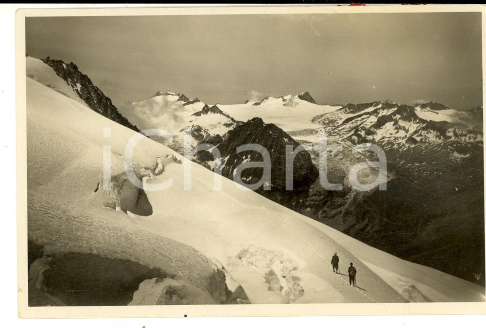 Cartolina originale da collezione 1930 ca ALPINISMO GRUPPO DELL ADAMELLO visto dal Passo CERCEN Cartolina ANIMATA 1