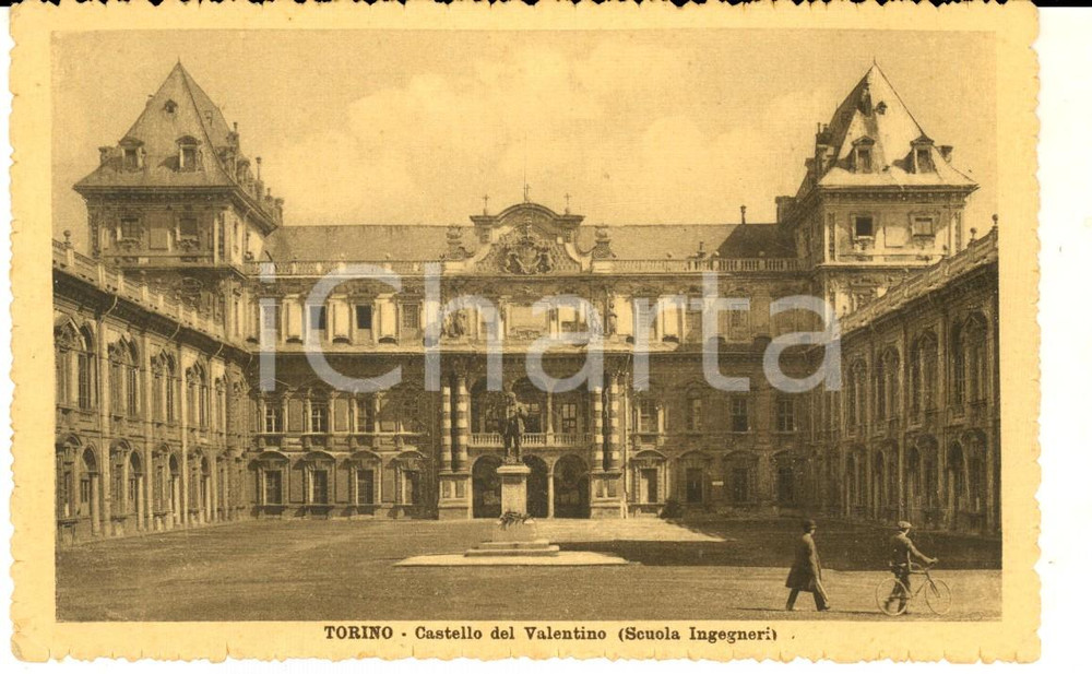 Cartolina originale da collezione 1930 ca TORINO Castello del Valentino  Scuola Ingegneri Cartolina ANIMATA 1