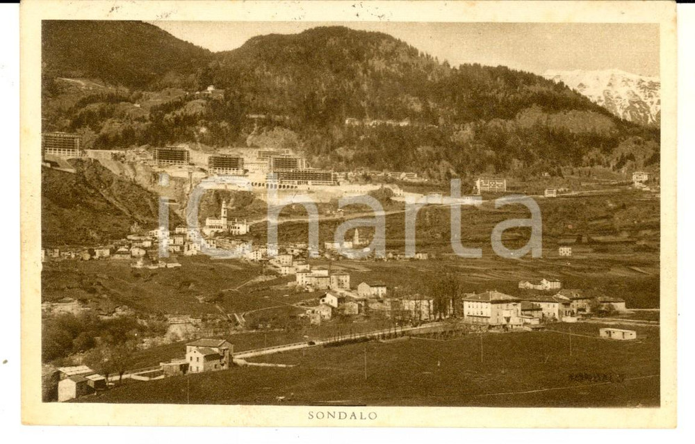 Cartolina originale da collezione 1937 SONDALO SO Veduta panoramica del paese Cartolina postale FP VG 1