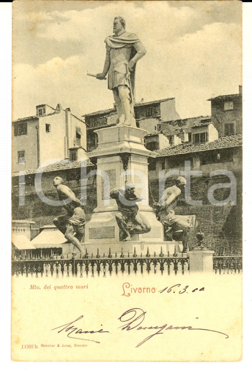 Cartolina originale da collezione 1900 LIVORNO Monumento dei QUATTRO MORI Cartolina VINTAGE FP VG 1