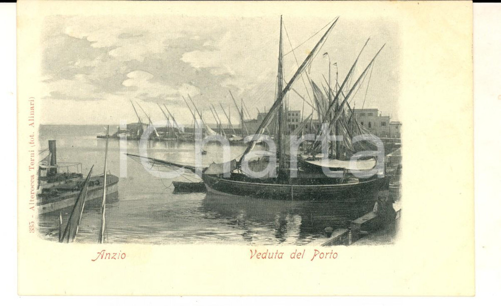 Cartolina originale da collezione 1900 ca ANZIO RM Veduta del porto con barche ormeggiate Cartolina FP NV 1