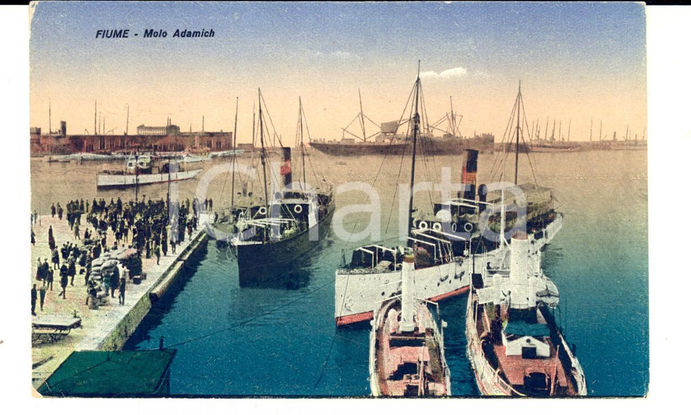 Cartolina originale da collezione 1920 ca FIUME Istria Veduta del molo ADAMICH Cartolina postale FP NV 1