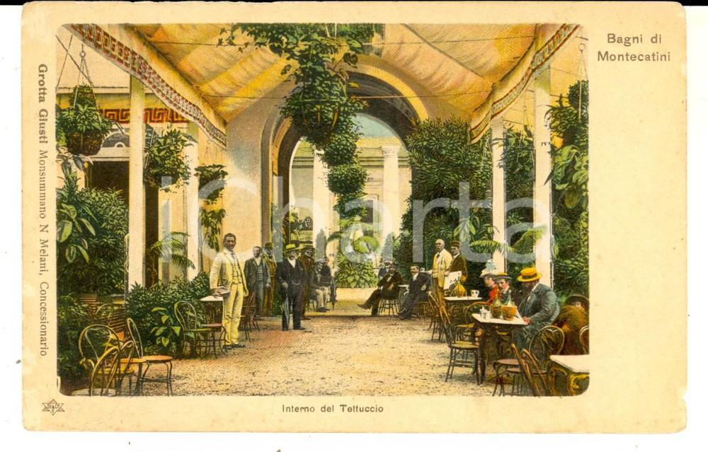 Cartolina originale da collezione 1900 ca MONTECATINI TERME PT Interno del TETTUCCIO Cartolina ANIMATA FP NV 1