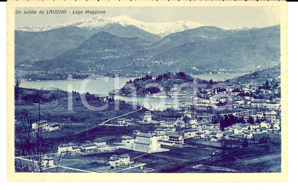 Cartolina originale da collezione 1938 LAVENO MOMBELLO VA Panorama con il Lago Maggiore Cartolina FP VG 1