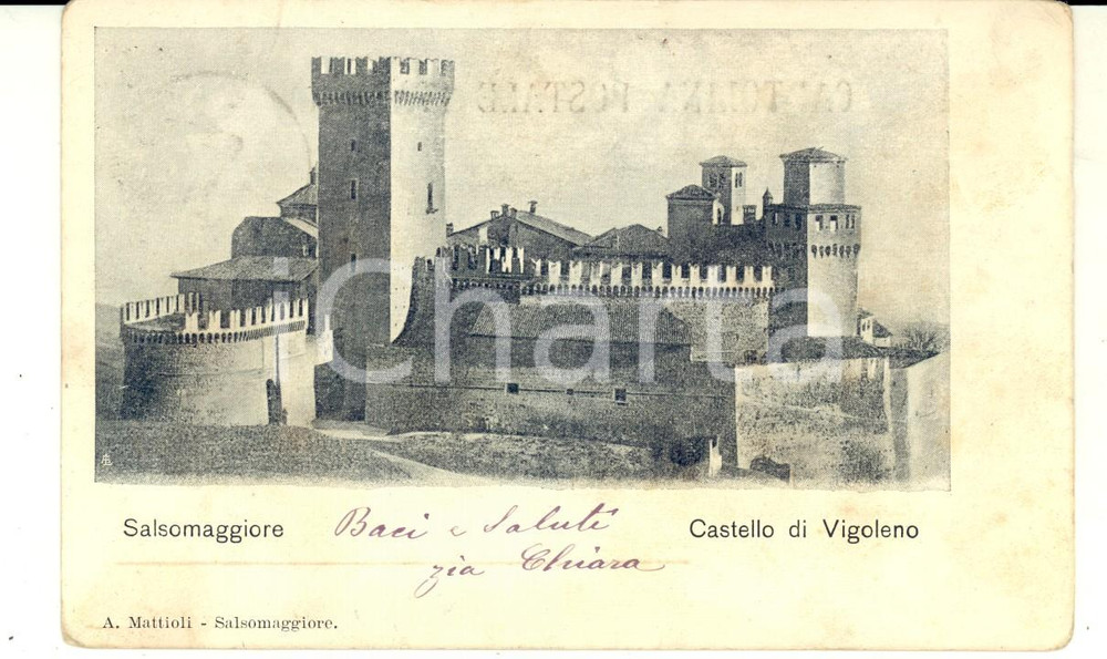 Cartolina originale da collezione 1900 ca SALSOMAGGIORE TERME PR Il castello di VIGOLENO Cartolina FP VG 1