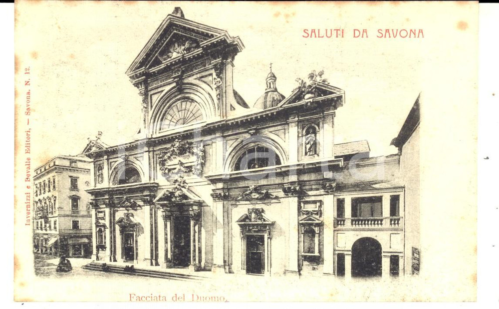 Cartolina originale da collezione 1903 SAVONA Veduta della facciata del Duomo Cartolina FP VG 1