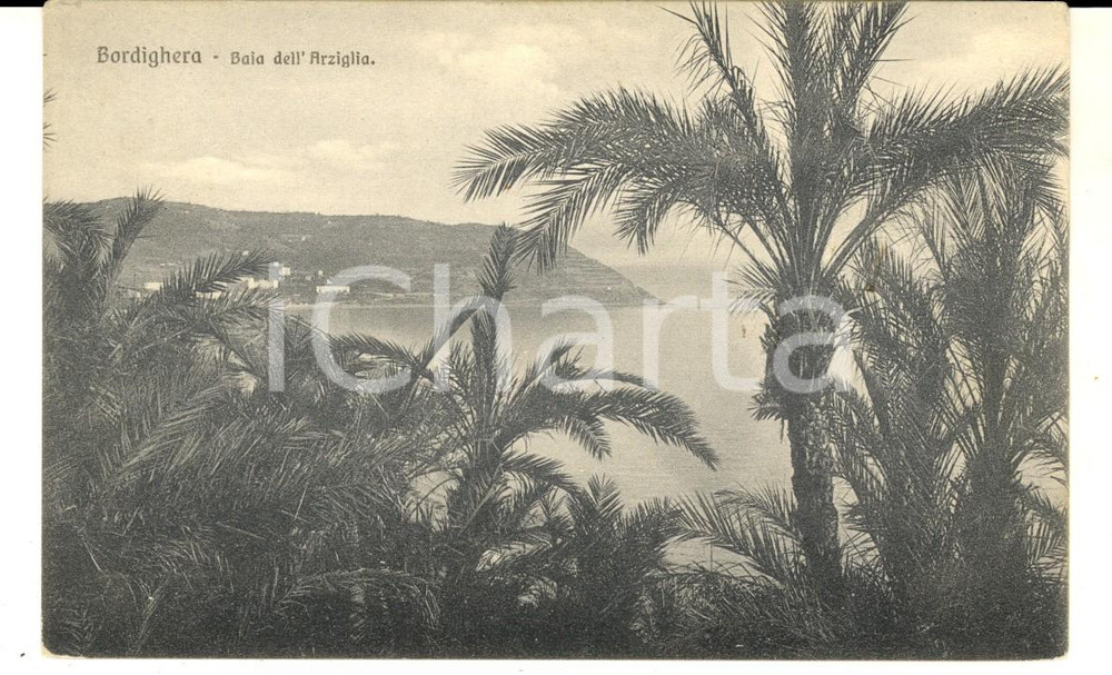 Cartolina originale da collezione 1909 BORDIGHERA IM Panorama della baia dell ARZIGLIA Cartolina FP VG 1