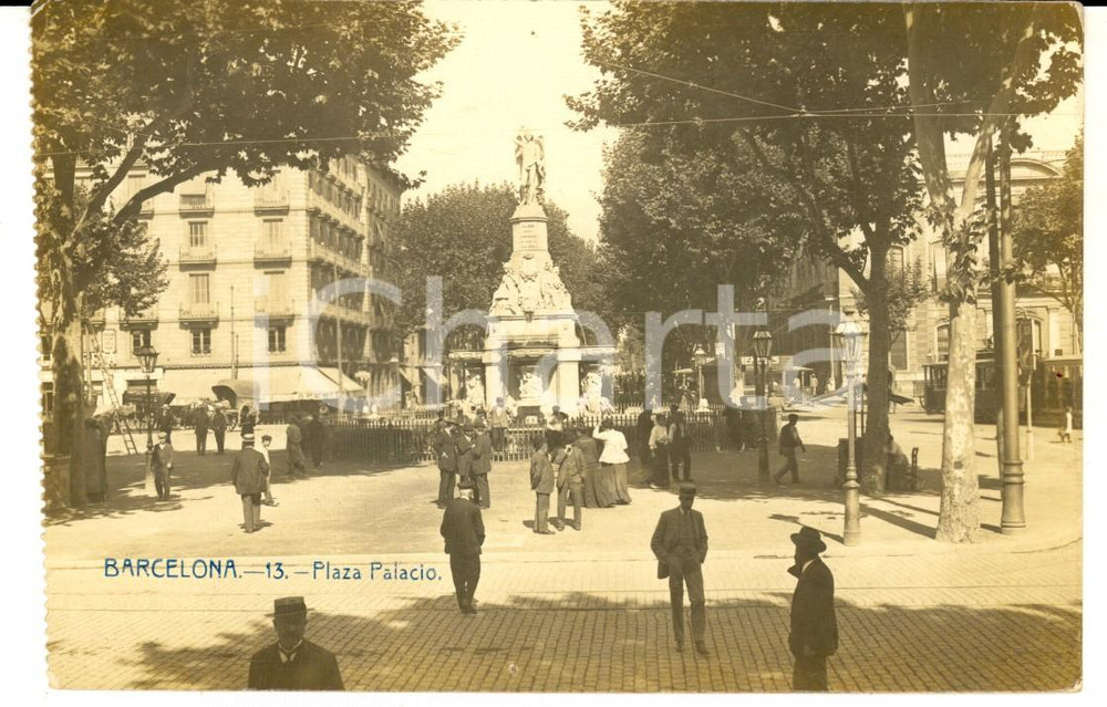 Cartolina originale da collezione 1913 BARCELONA ES Plaza Palacio Cartolina postale FP VG ANIMATA 1