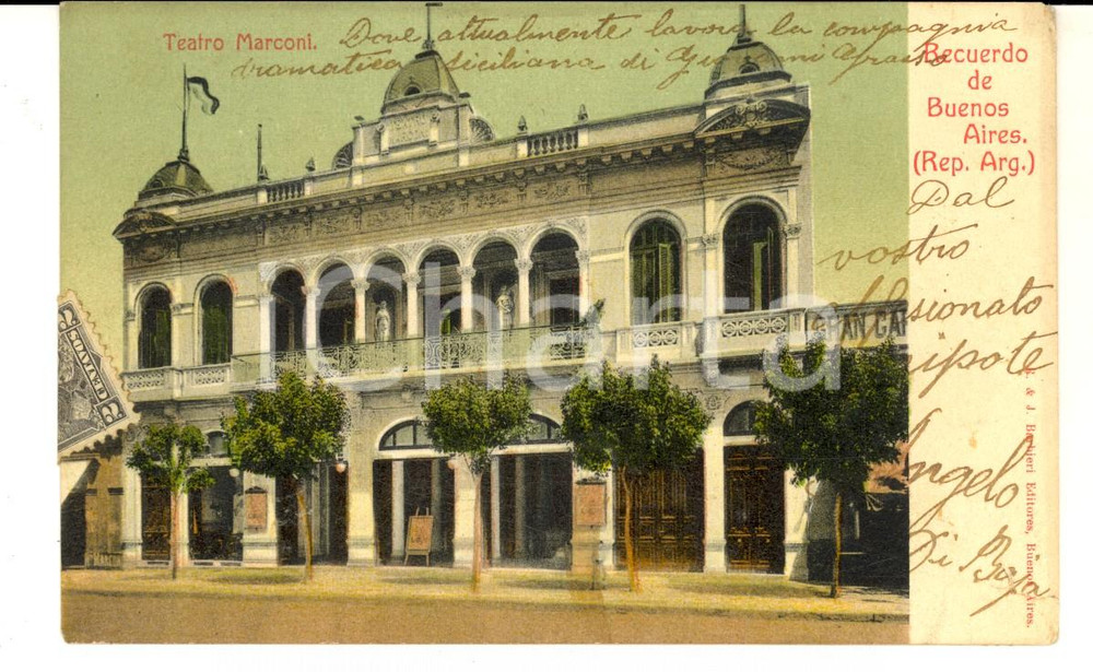 Cartolina originale da collezione 1907 BUENOS AIRES ARGENTINA Teatro MARCONI Tarjeta postal VINTAGE 1