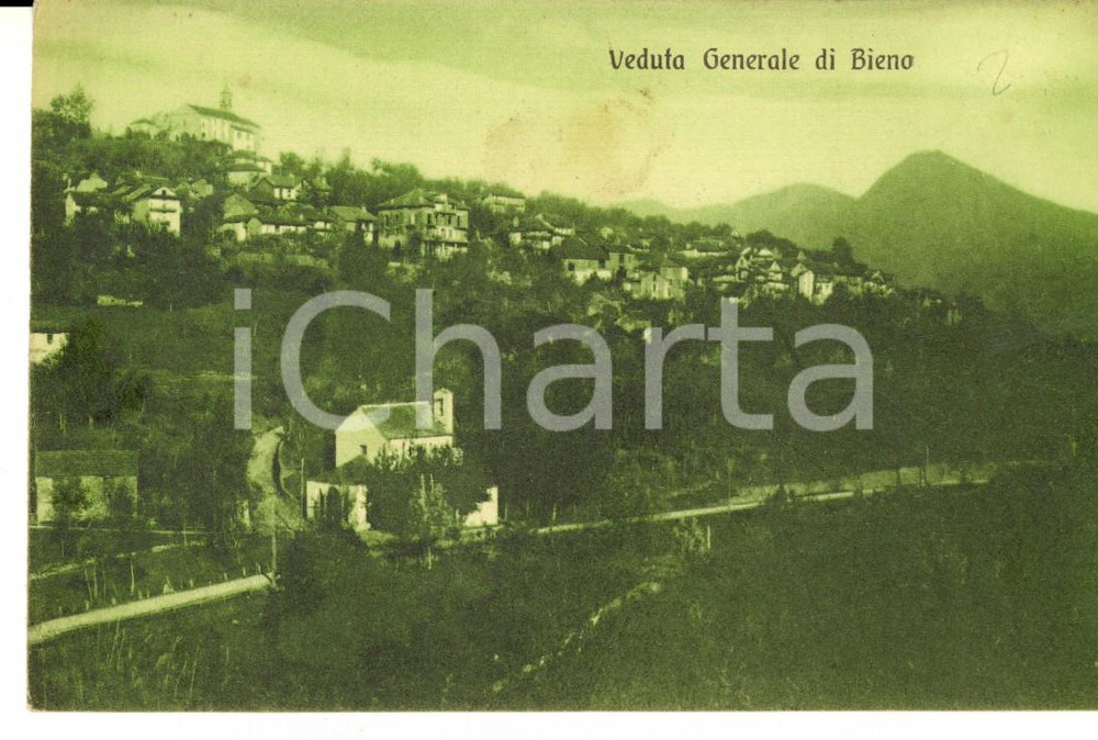 Cartolina originale da collezione 1920 ca BIENO TN Veduta generale Bozzetto per cartolina postale FP 1