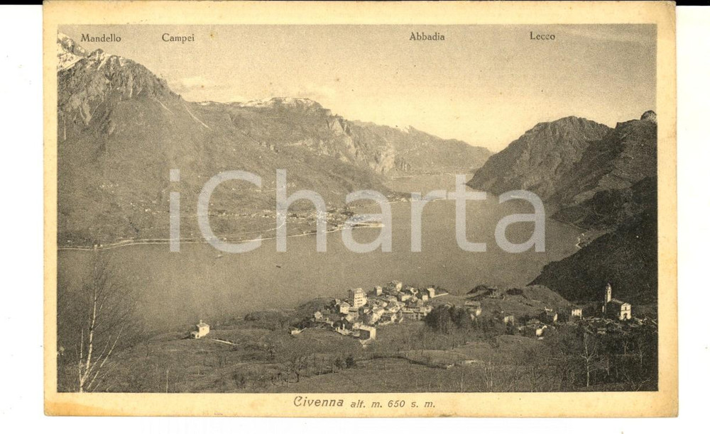 Cartolina originale da collezione 1926 CIVENNA CO Panorama con i paesi sul lago Cartolina FP VG 1