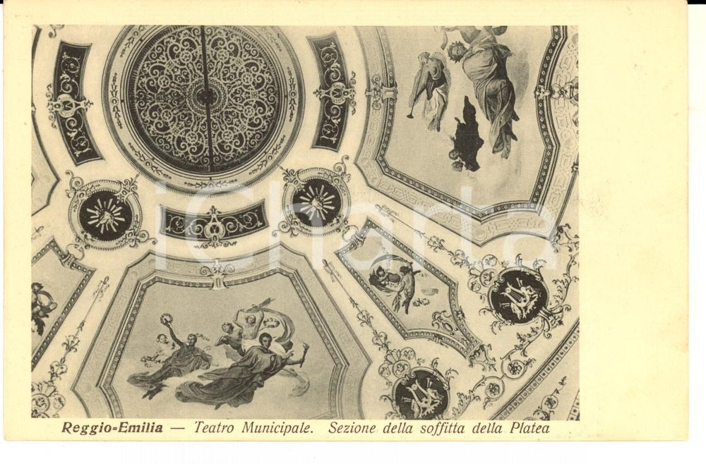 Cartolina originale da collezione 1930 ca REGGIO EMILIA Teatro Municipale  Soffitto platea Cartolina FP NV 1