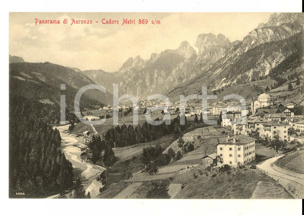 Cartolina originale da collezione 1915 ca AURONZO DI CADORE BL Panorama dall alto Cartolina FP NV 1