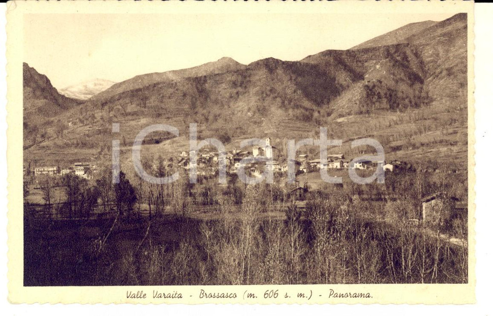 Cartolina originale da collezione 1937 BROSSASCO CN Panorama sulla VALLE VARAITA Cartolina postale FP NV 1