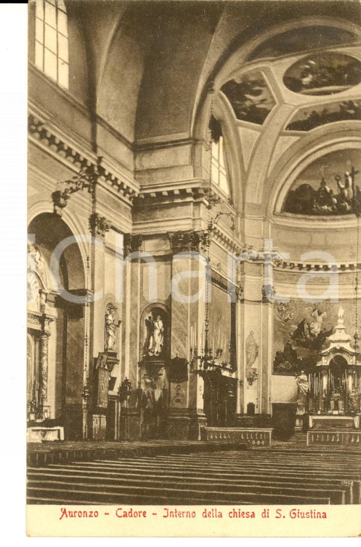 Cartolina originale da collezione 1915 ca AURONZO DI CADORE BL Interno chiesa S. GIUSTINA Cartolina FP NV 1