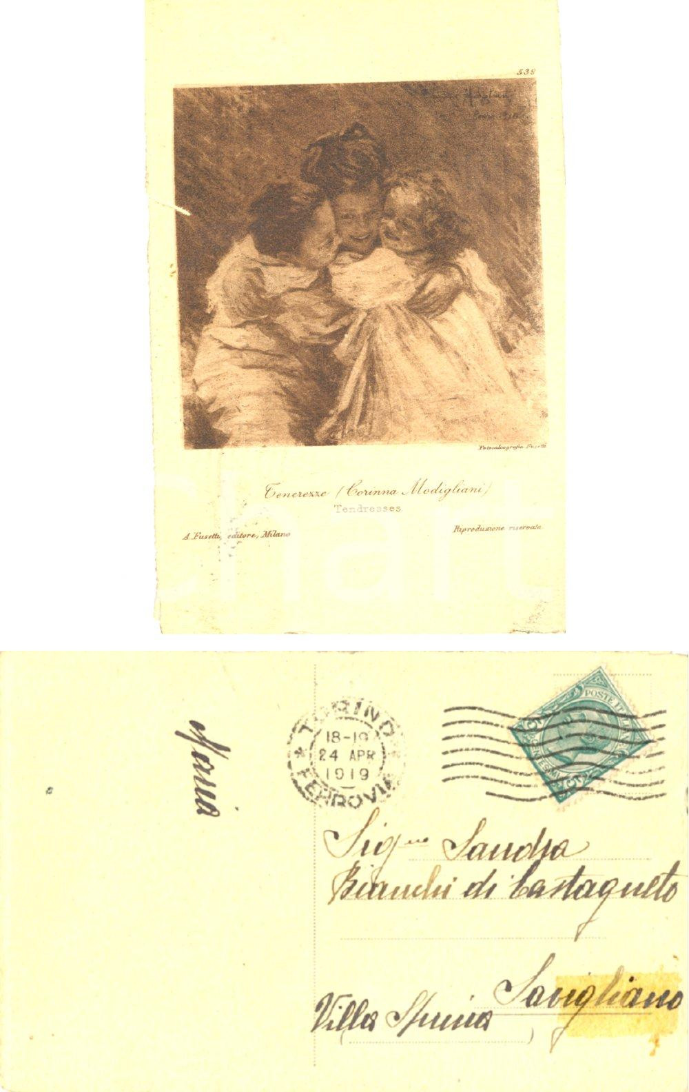 Autografo originale 1919 TORINO Tenerezze Modigliano Cartolina a Sandra BIANCHI DI CASTAGNETO 1