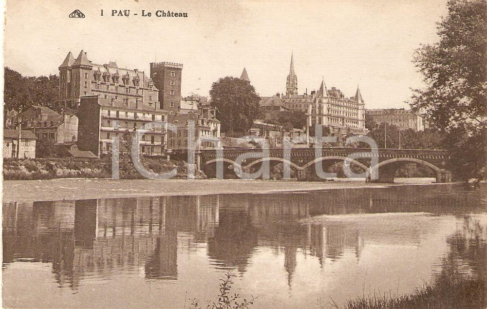 Cartolina originale da collezione 1925 ca PAU FRANCE Panorama con il castello Cartolina FP NV 1