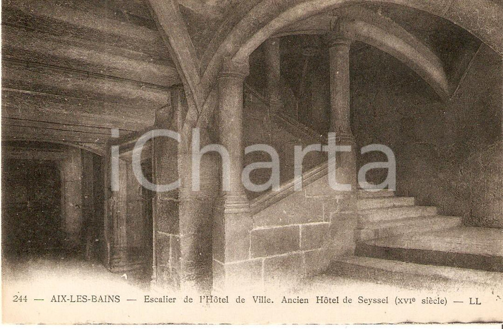 Cartolina originale da collezione 1930 ca AIXLESBAINS FRANCE Escalier de l  HOTEL DE LA VILLE Cartolina FP NV 1