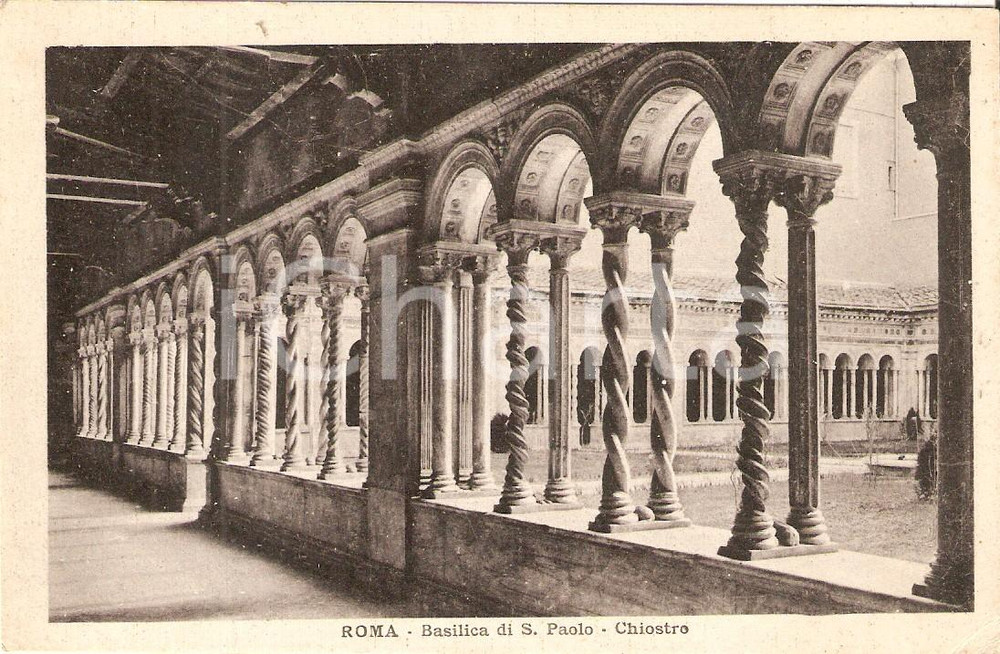 Cartolina originale da collezione 1935 ca ROMA Chiostro della Basilica di San Paolo Cartolina FP NV 1